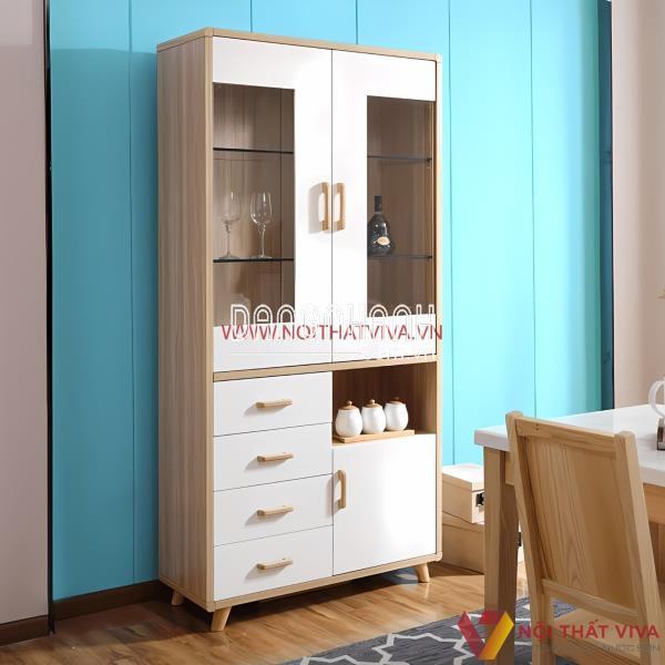 Tủ Trưng Bày Rượu Đẹp Thiết Kế Sang Trọng Gỗ Công Nghiệp MDF Melamine