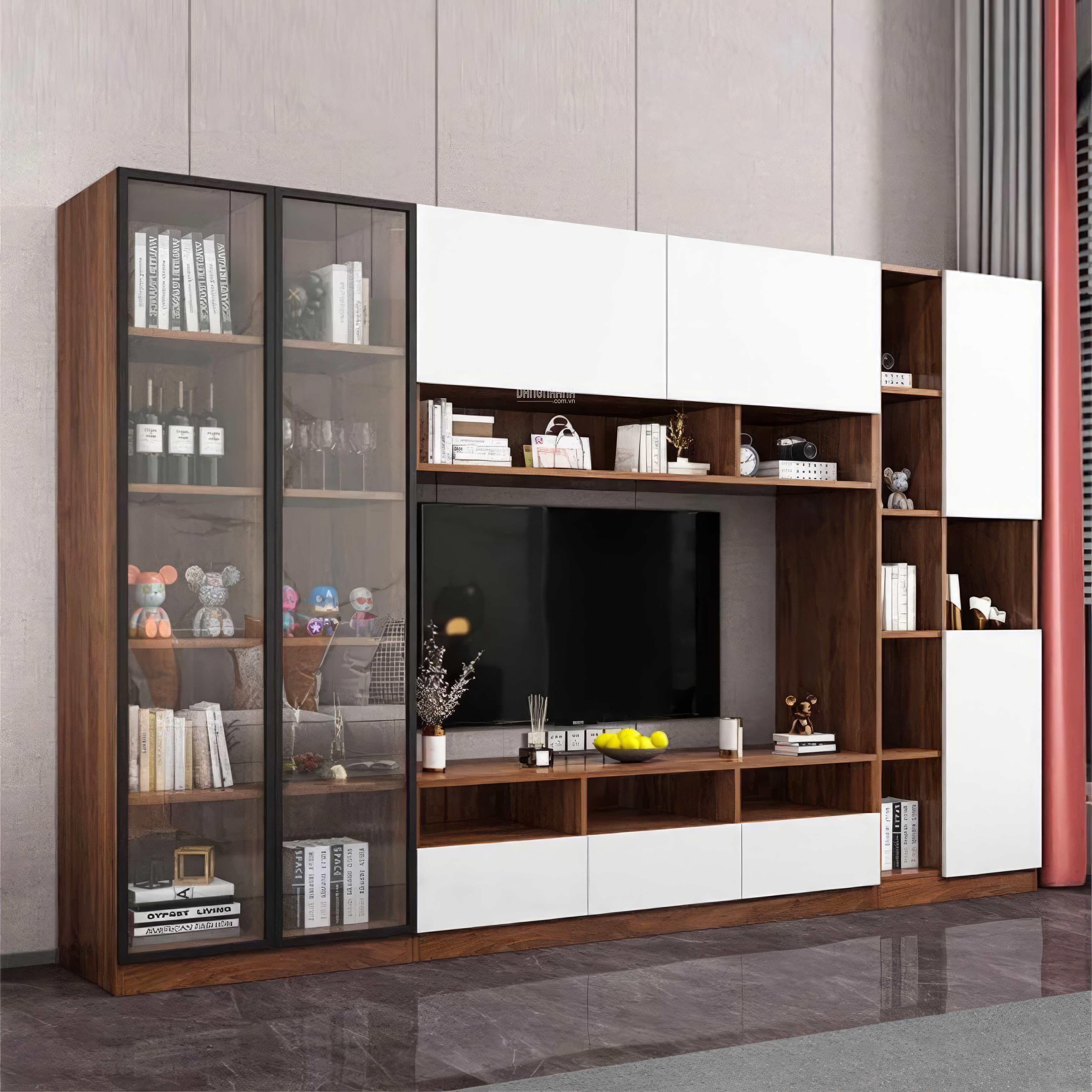 Mẫu Tủ Tivi Phòng Khách Gỗ Công Nghiệp MDF Melamine Thiết Kế Hiện Đại