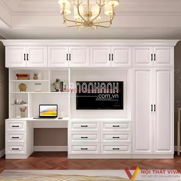 Tủ Để Tivi Giá Rẻ Kết Hợp Tủ Áo Và Bàn Làm Việc Gỗ Công Nghiệp MDF Đẹp