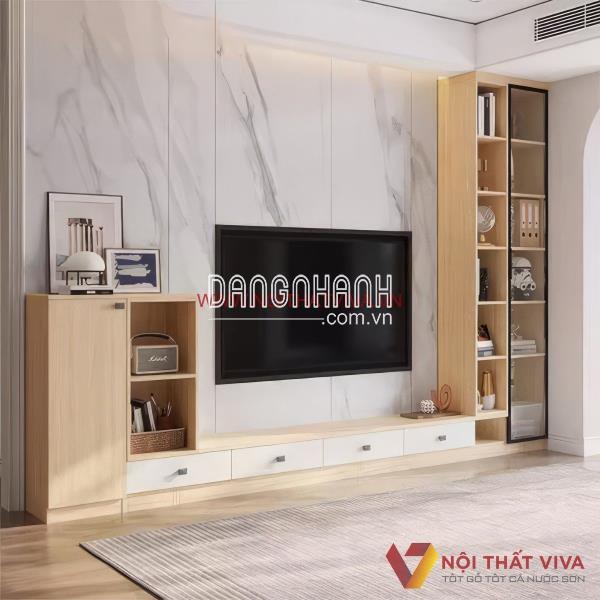 Tủ Gỗ Kệ Tivi Kết Hợp Tủ Đựng Đồ Gỗ MDF Phủ Melamine Hiện Đại Đẹp