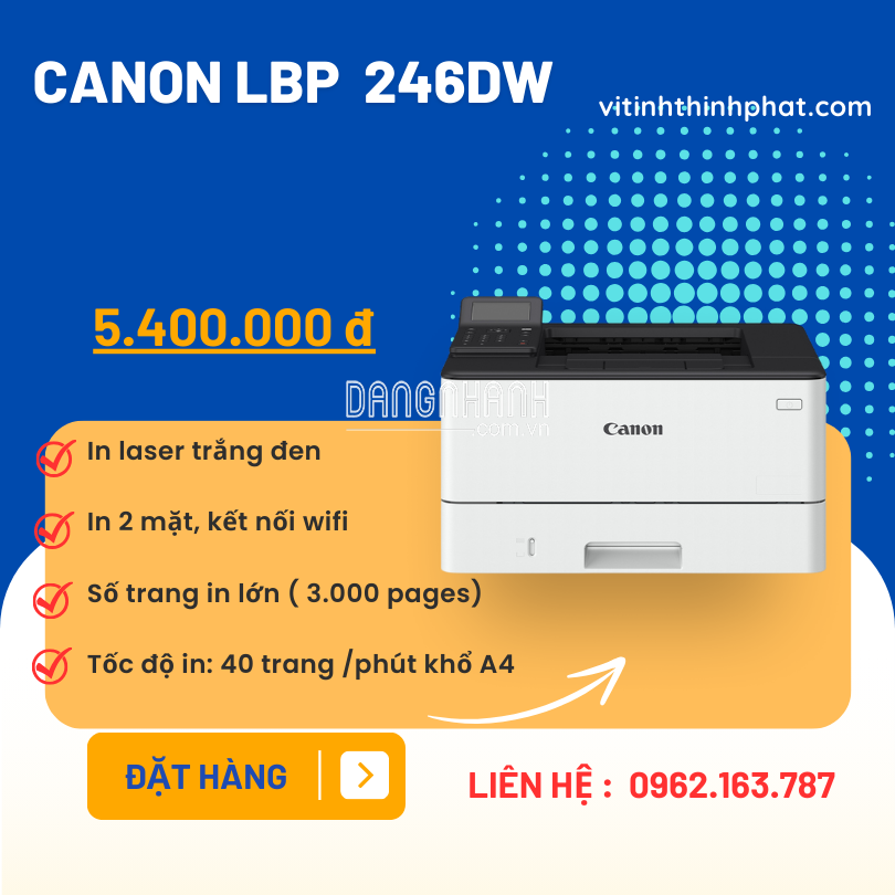 Máy in Canon 246DW in 2 mặt, in qua wifi mới chính hãng