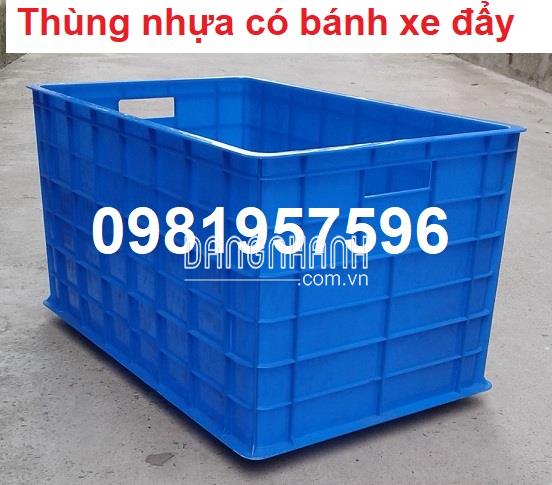 Thùng nhựa có bánh xe đẩy kích thước 78x50x43 cm