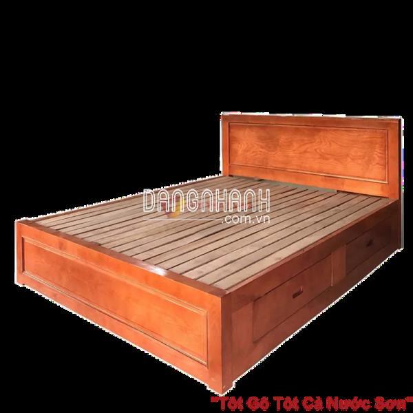  Giường Gỗ Sồi 1M6X2M Ngăn Kéo Màu Cánh Gián Giá Rẻ