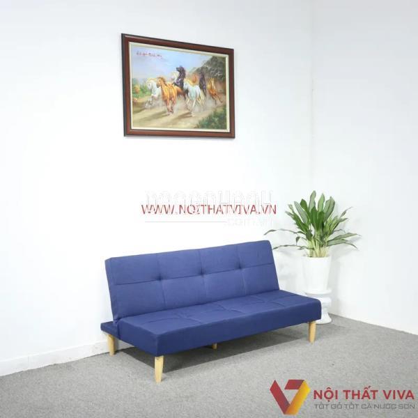 Ghế Sofa Gấp Thành Giường Ngủ Bọc Nỉ Màu Xanh Dương Hiện Đại Giá Rẻ