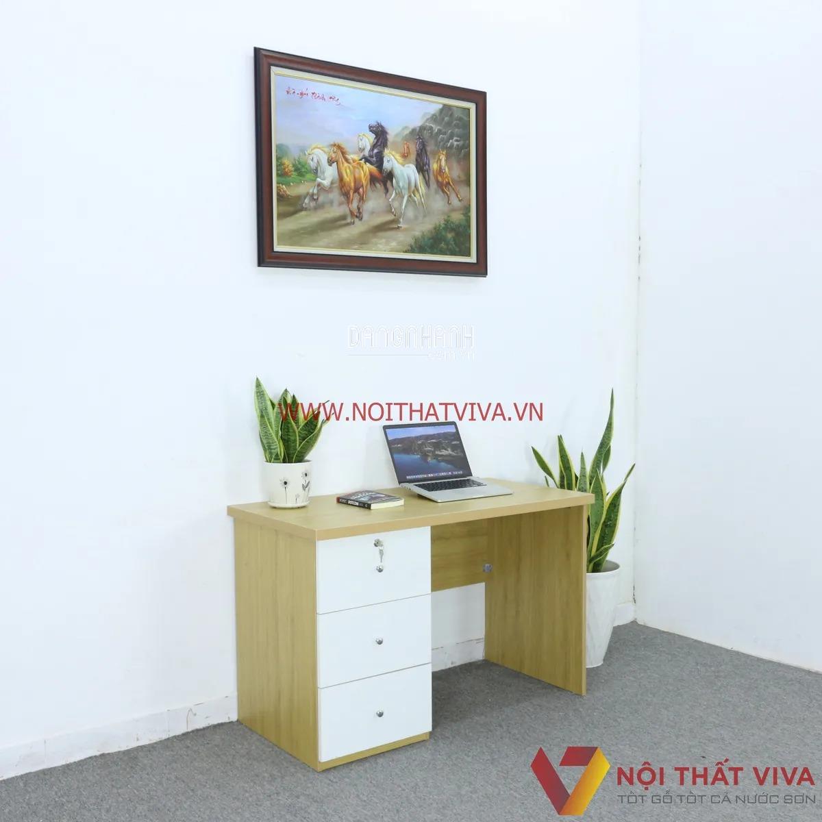 Bàn Làm Việc Tại Nhà Gỗ MDF Melamine Màu Vàng Đẹp Giá Rẻ