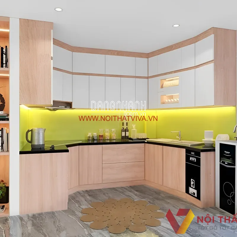 Tủ Bếp Hình Chữ U Gỗ MDF Phủ Melamine Đẹp Tinh Tế