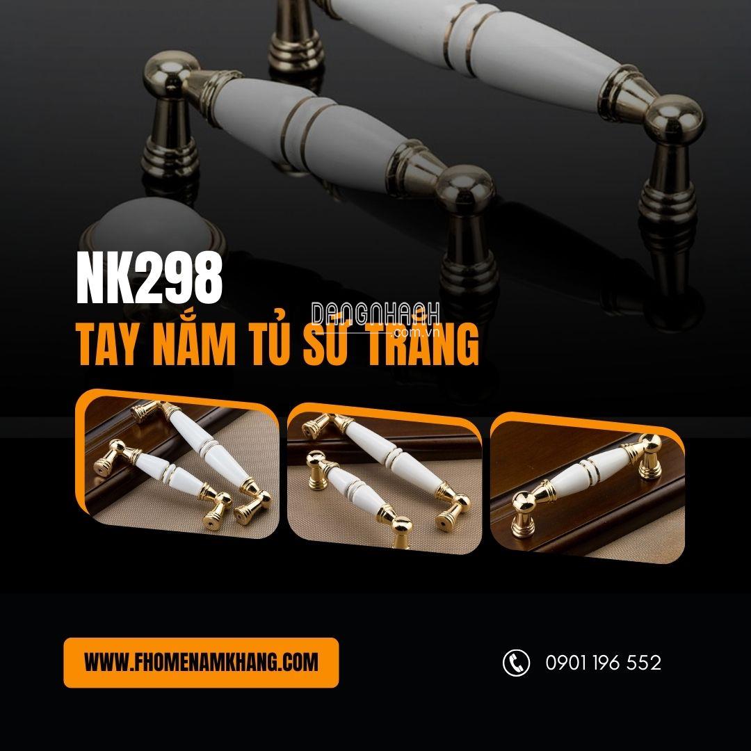 Tay nắm tủ phối sứ trắng NK298 | Zalo 0901 196 552