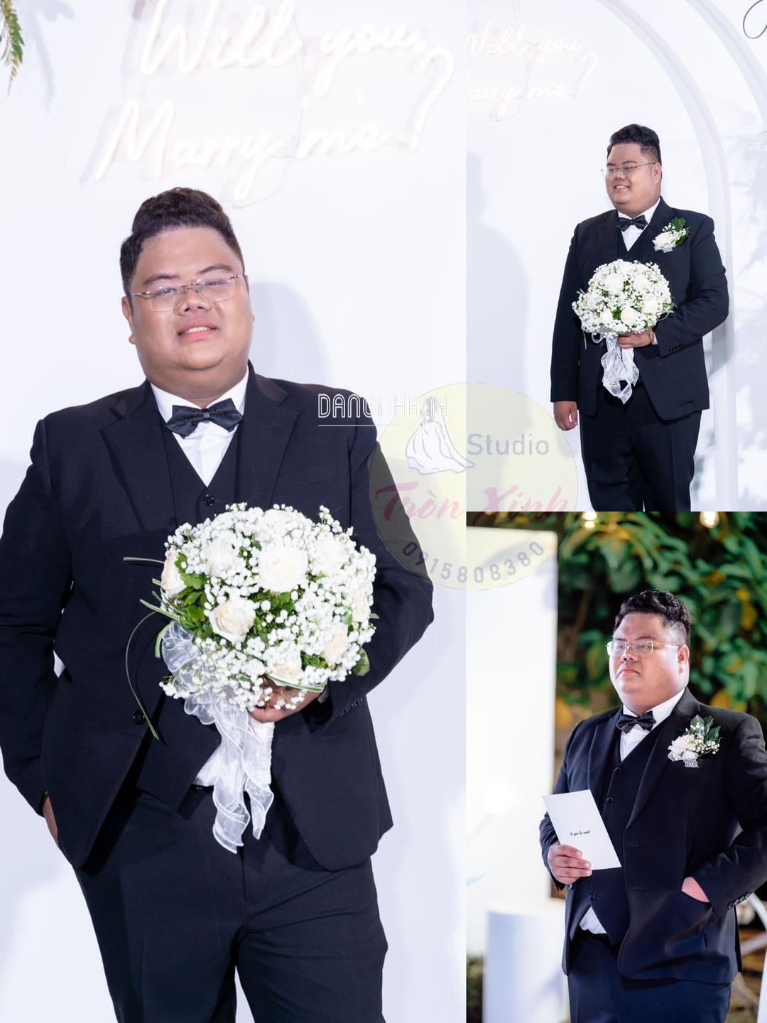 Mẫu vest chú rể bigsize đến 200kg tròn xinh