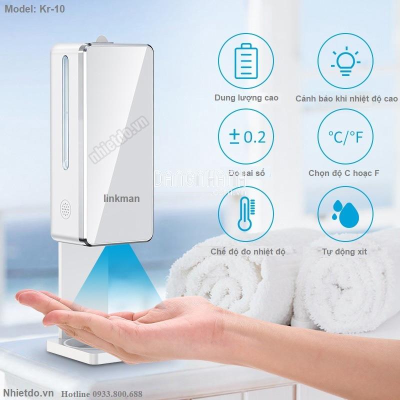 Máy xịt rửa tay tự động KR-10 kết hợp chế độ đo thân nhiệt