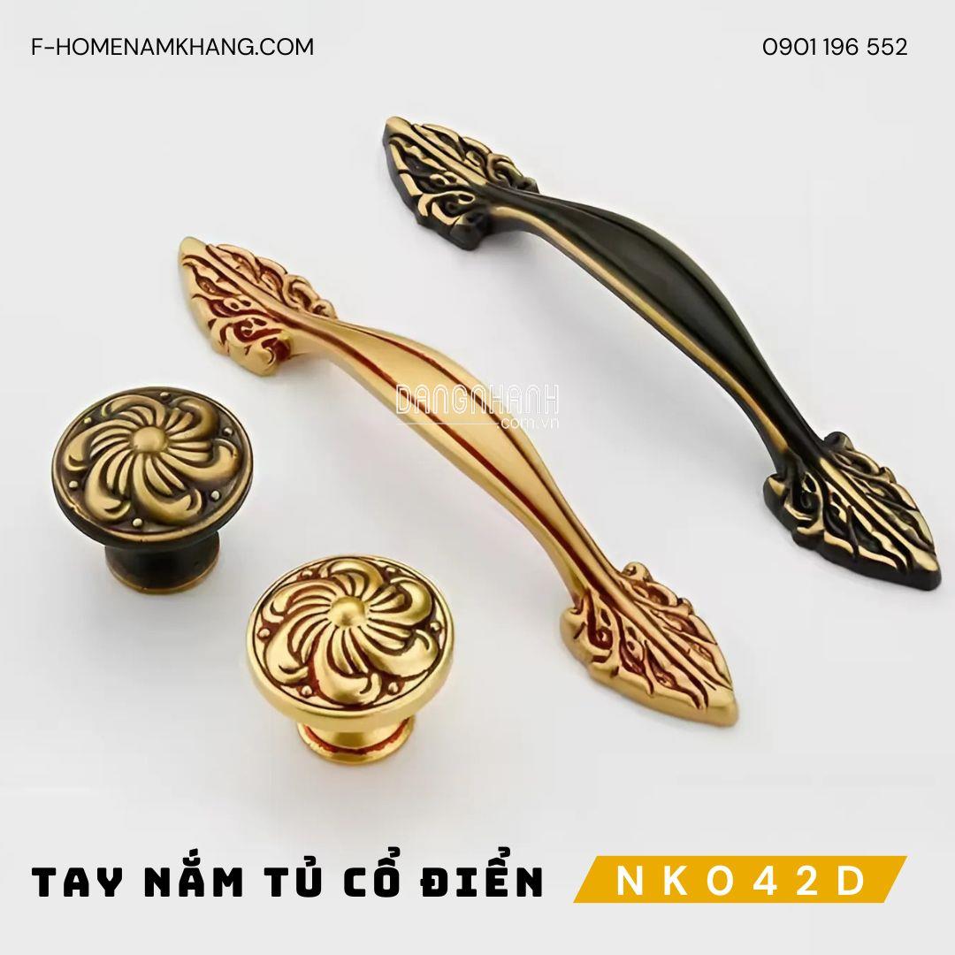Tay nắm cửa tủ bằng đồng cổ điển NK042D | Zalo 0901 196 552