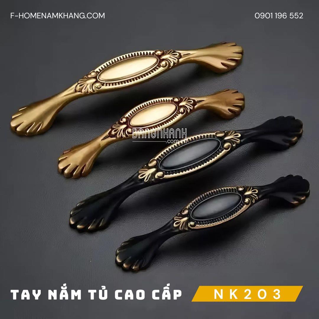 Tay nắm tủ đồng phối hoa văn cổ điển NK203 | Zalo 0901 196 552