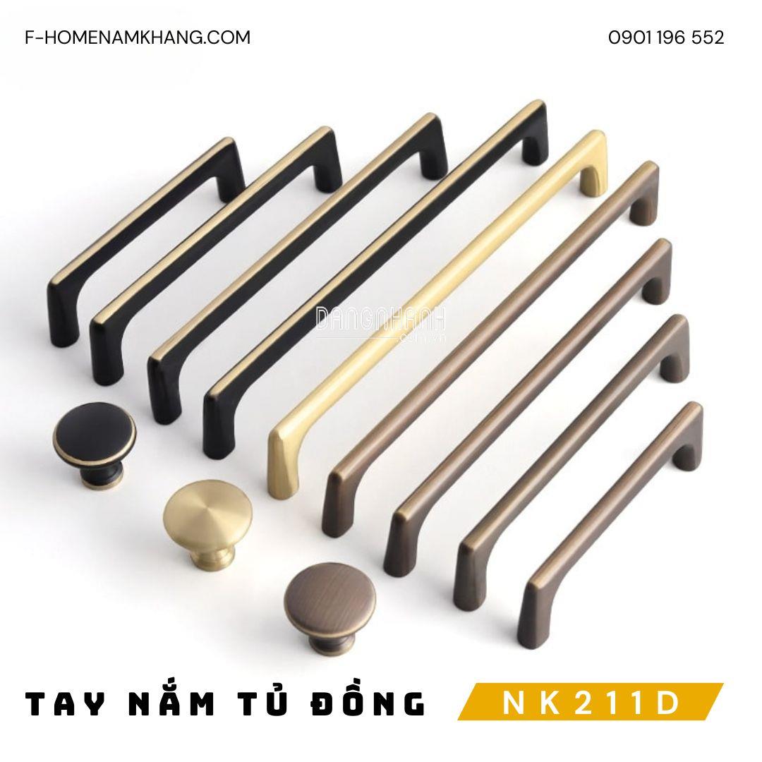 Tay nắm tủ thanh trơn bằng đồng cao cấp NK211D | Zalo 0901 196 552