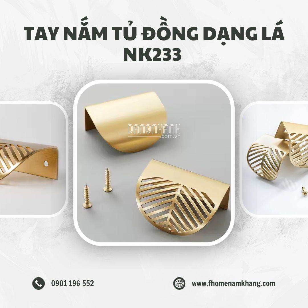 Tay nắm tủ đồng bắt cạnh thiết kế dạng lá NK233 | Zalo 0901 196 552