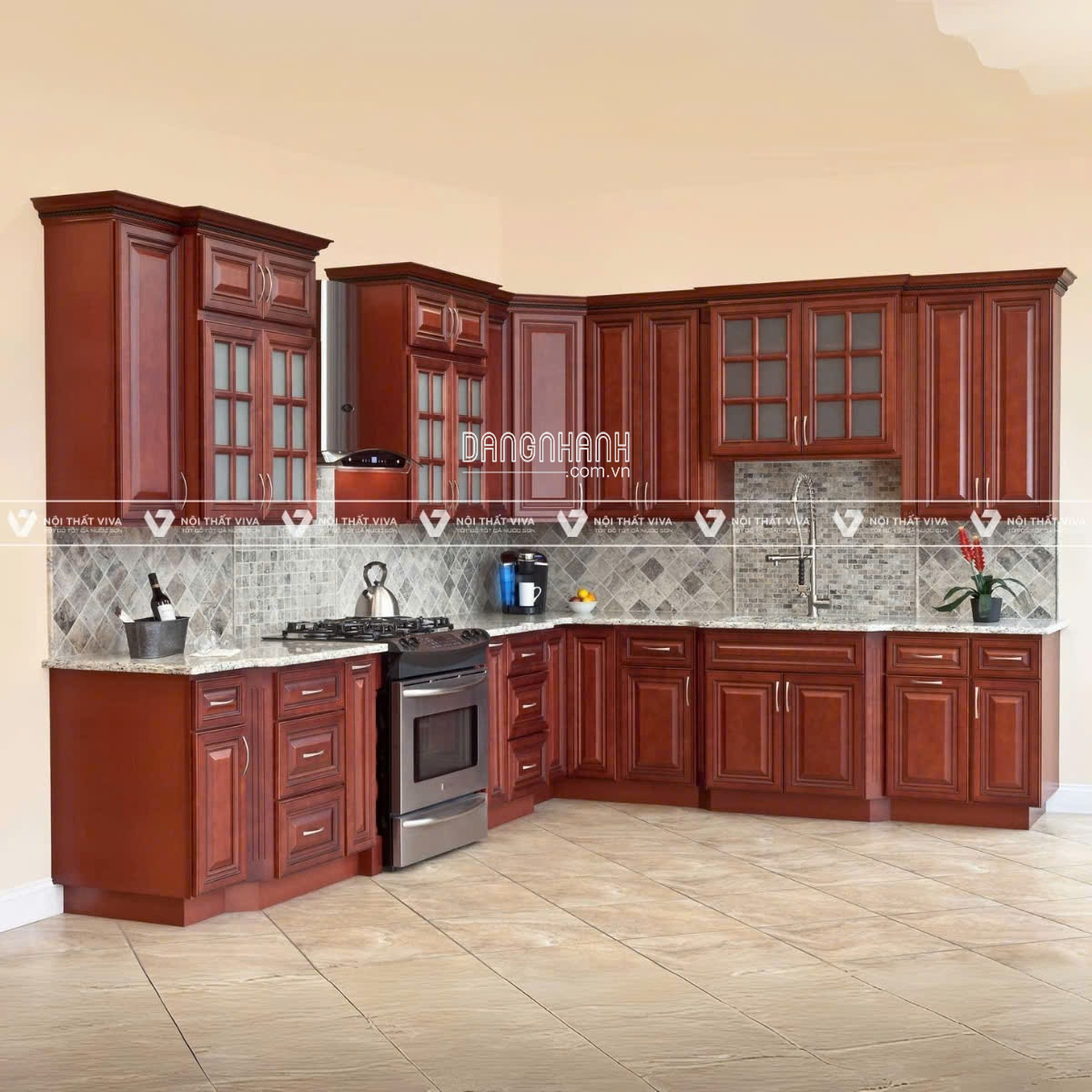 Top 35+ Mẫu Tủ Bếp Gỗ Căm Xe Đẹp Kèm Báo Giá Cập Nhật Mới Nhất