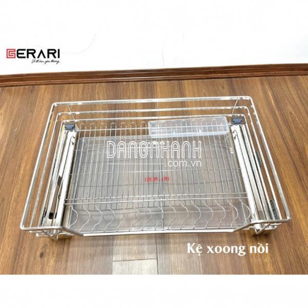 Kệ Để Xoong Nồi Nan Dẹt Inox 304 Bóng Mờ Cao Cấp Kèm Che Ray Inox