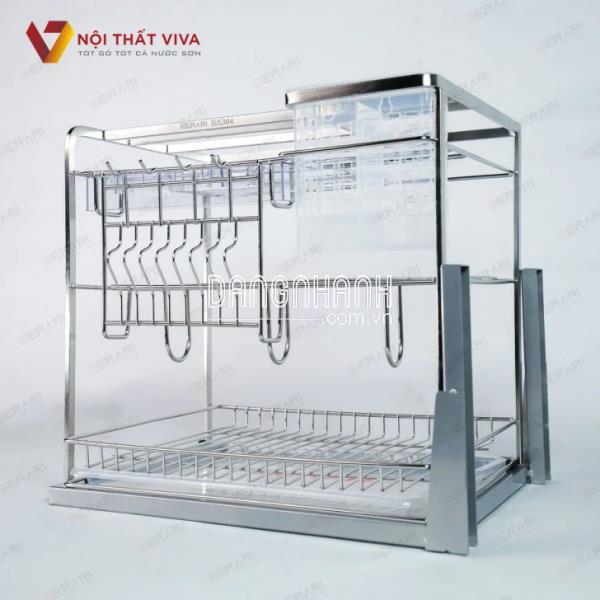 Kệ Đựng Dao Thớt Chai Lọ Gia Vị Nan Dẹt Inox Bóng Cao Cấp